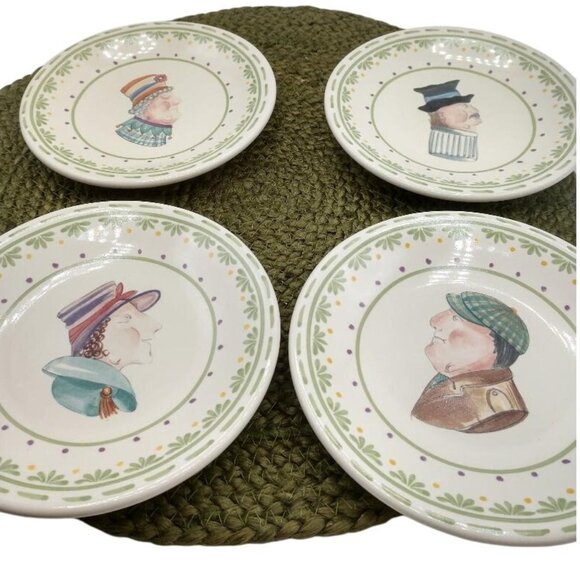 Topsy Turvy Plates Set Of 4 6.25" Pfaltzgraff The Circle Of Kindness Porcelain - Picture 1 of 11